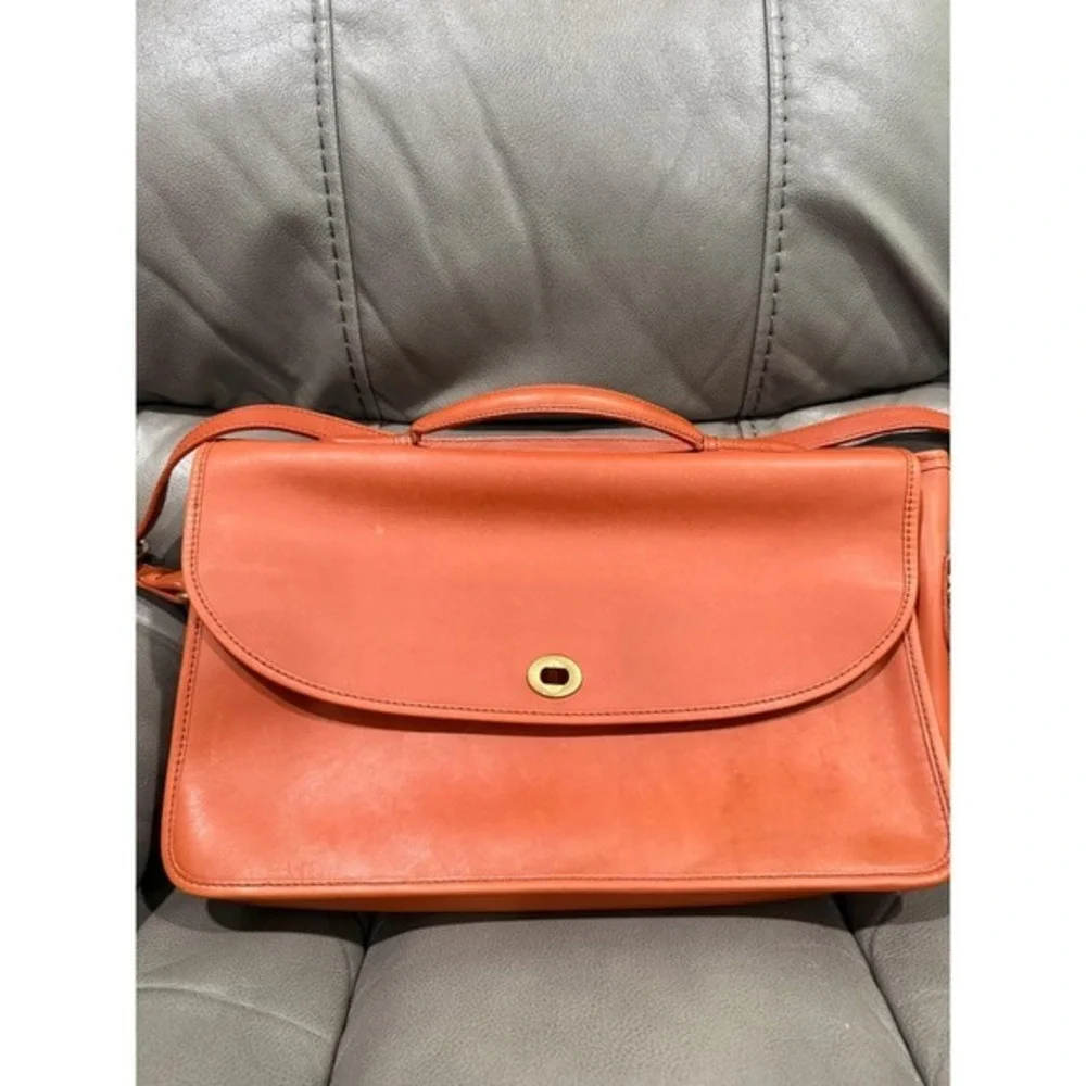 Vintage Coach Beekman Briefcase‎ 303-22 Burnt Orange Leather Messenger Bag Korea